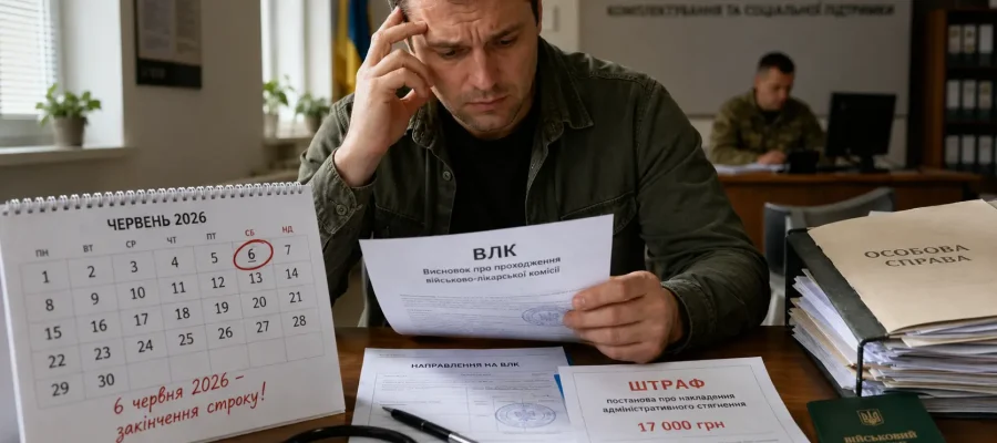 Військовозобов’язаний перевіряє документи щодо проходження ВЛК та штрафу ТЦК.